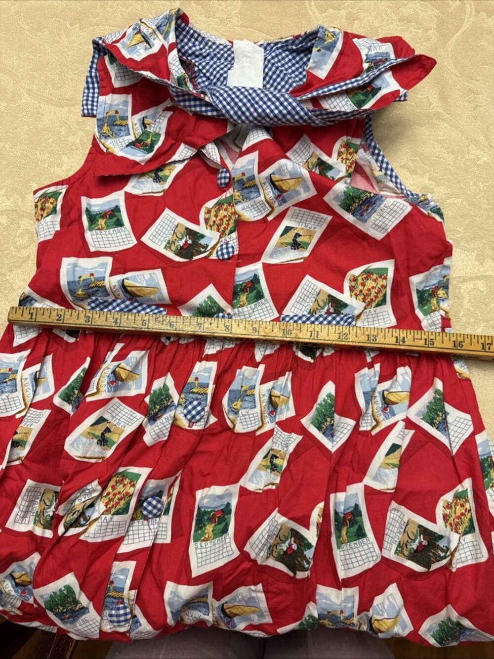 Vintage Cottontail Originals Kelsey’s Dress calendar blue gingham 33x31X38 Kid14 - Picture 9 of 10
